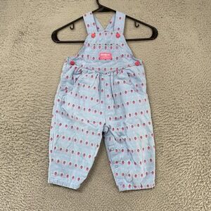 Vintage OshKosh B'gosh Overalls Girls 2T Strawberry Dot Print Vestbak 90s